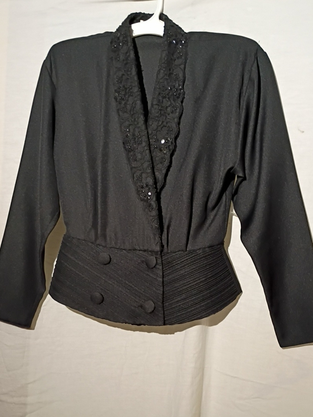 Sheri Martin Black Embellished Shawl-Collar Evening Jacket